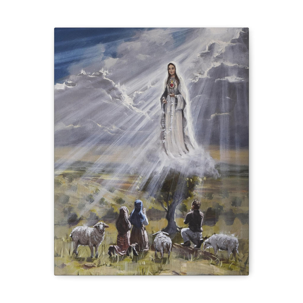 Our Lady of Fatima Canvas Print, Rosary Prayer Altar Art
