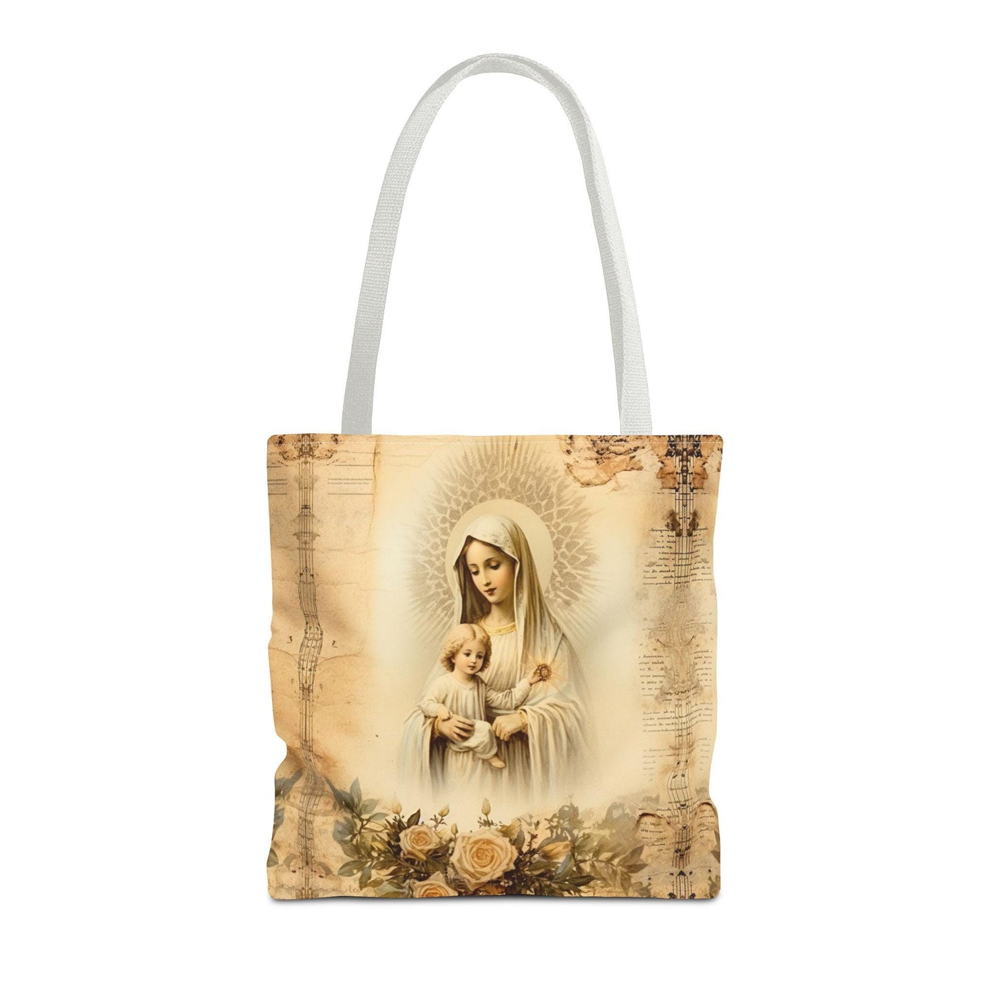 Virgin Mary Tote Bag, Catholic Gift for Women, Religious Shoulder Bag, Our Lady Canvas Tote, Christian Faith Gift, Church Bag for Her