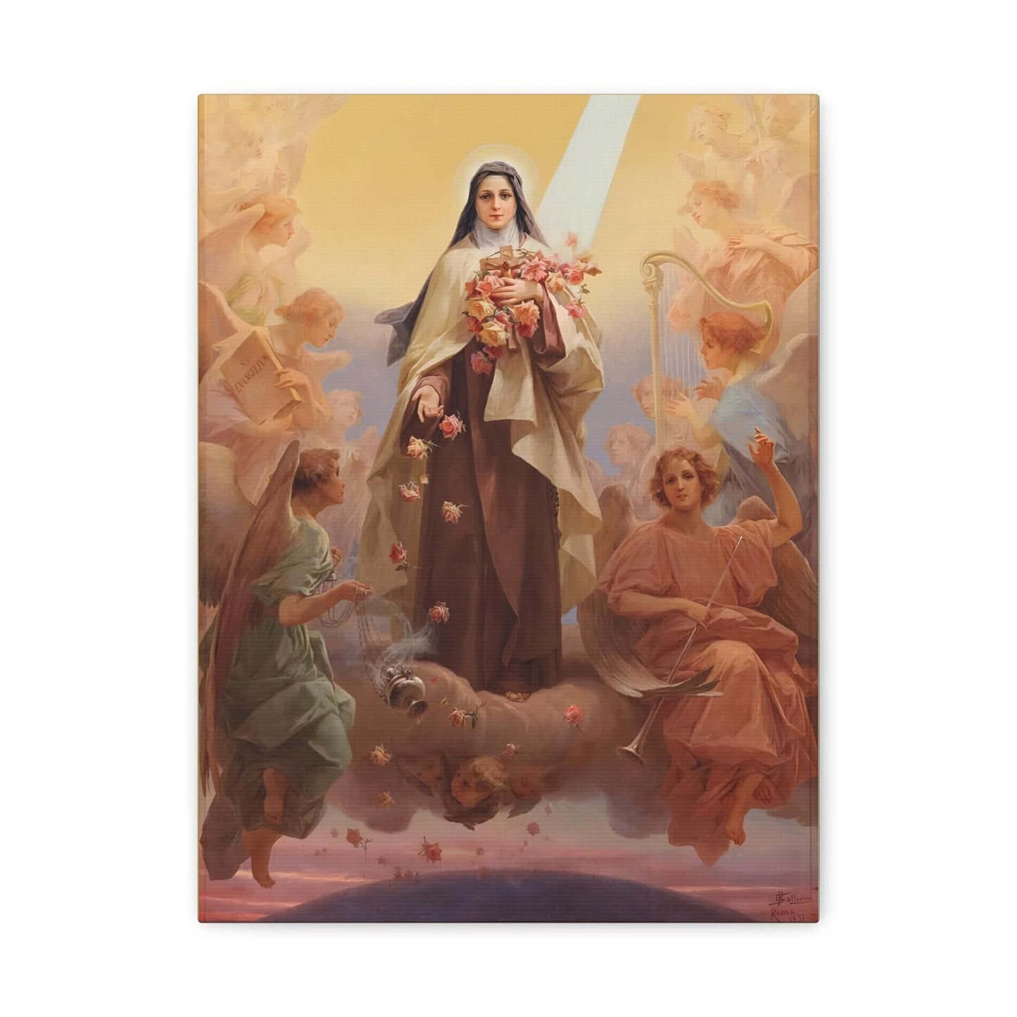 St. Thérèse of Lisieux The Little Flower Canvas Print, Catholic Saint Artwork for Christmas Gift for mom wife daugther, confirmation saint