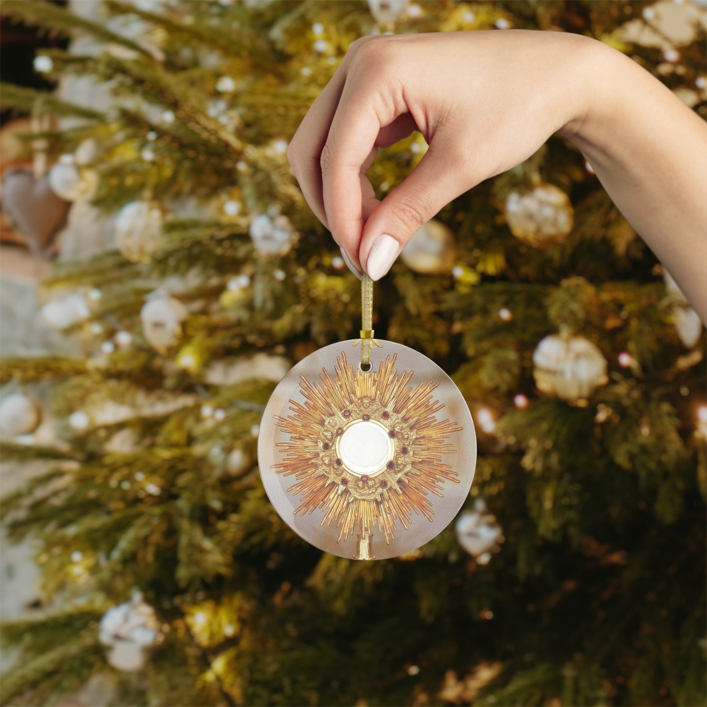 Adore Jesus Glass Ornament