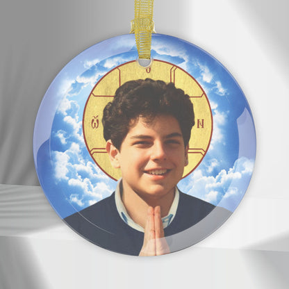 Blessed Carlo Acutis Glass Christmas Ornament