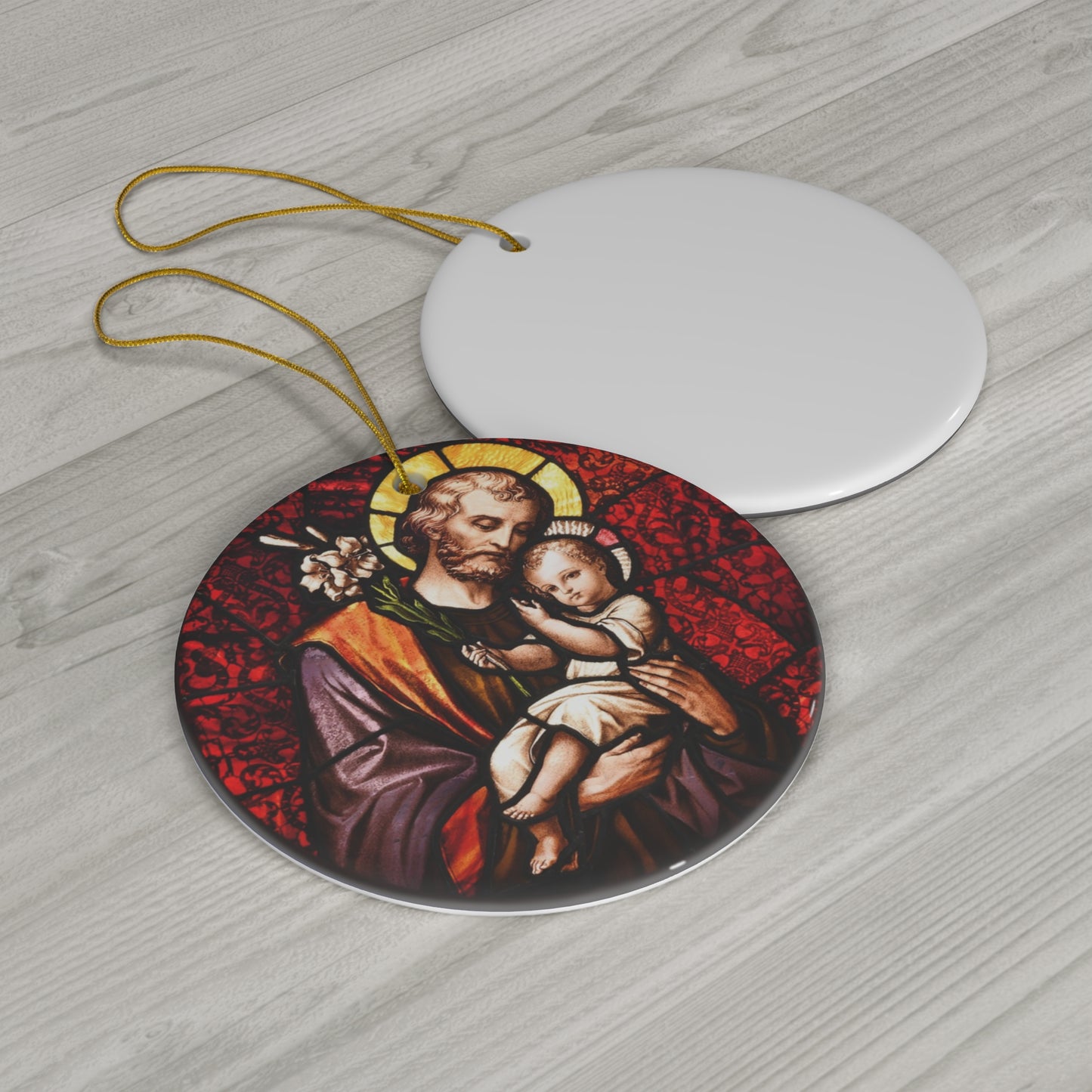 St Joseph Stained Glass Style Ceramic Ornament