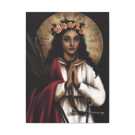 Saint Philomena Canvas Print Patroness of Miracles and Hope, Catholic Religious Home Decor, All Saints Day, House Warming