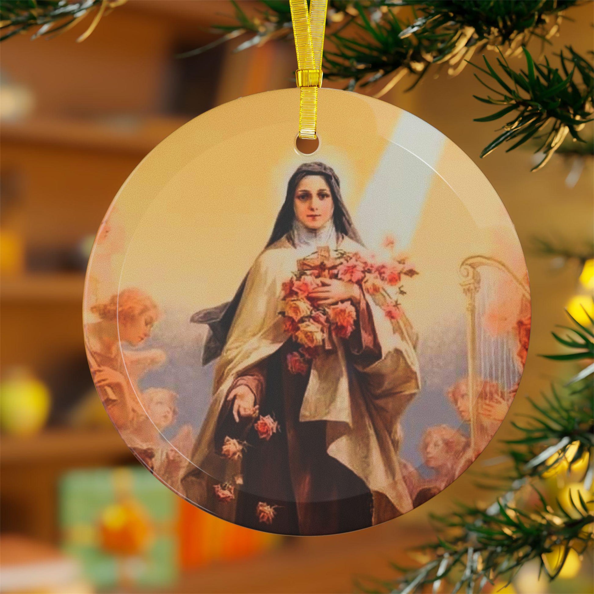 St. Thérèse of Lisieux glass ornament — additional product photo
