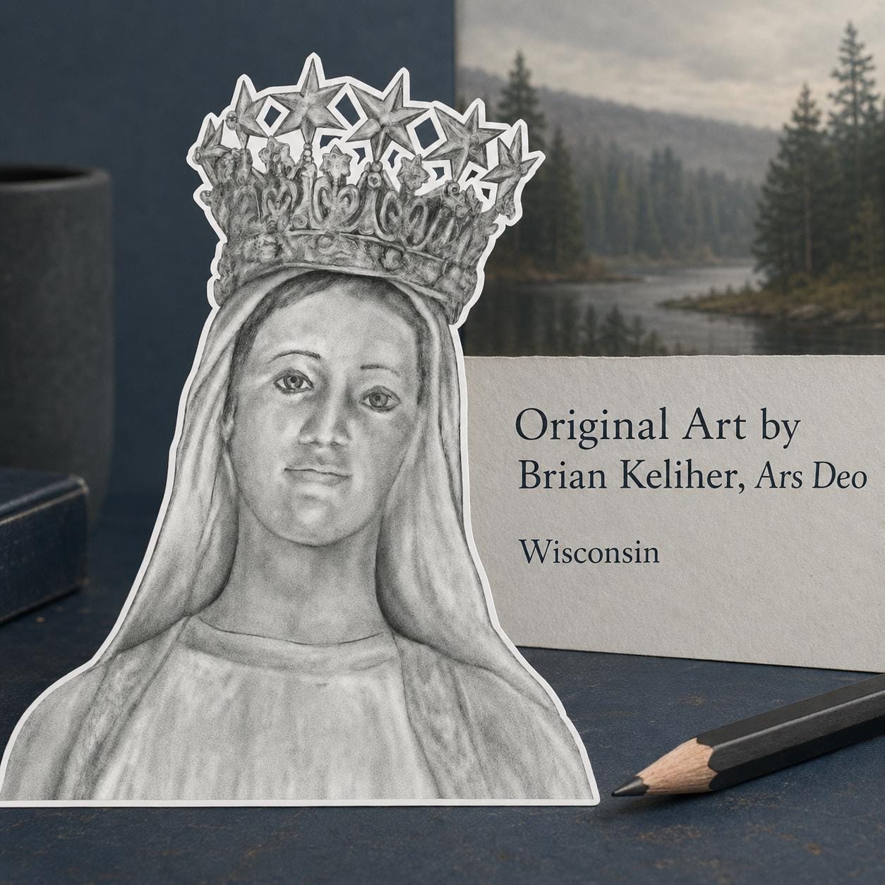 Our Lady of Champion sticker, Our Lady of Good Help Marian apparition art — Catholic gift from Glory Be Gifts – view 7
