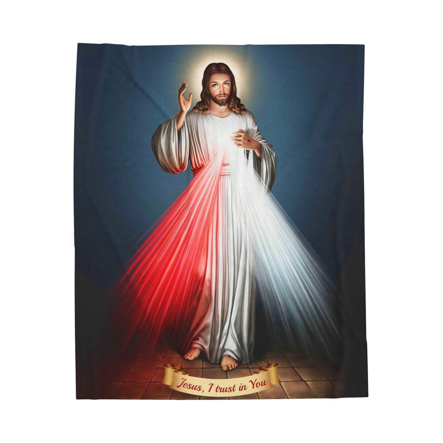 Catholic Divine Mercy Blanket, Velveteen Catholic Decor