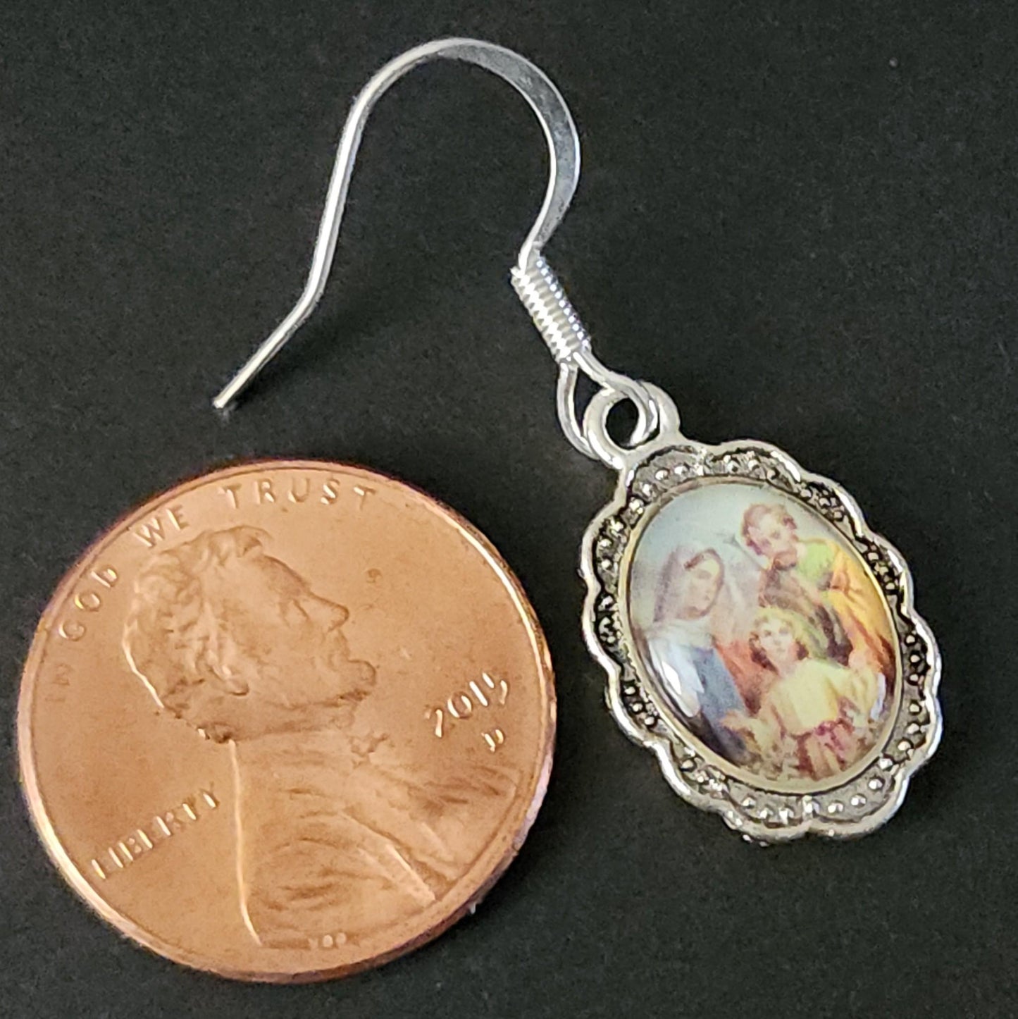 Holy Family Dangle Earrings, Catholic Jewelry Gift