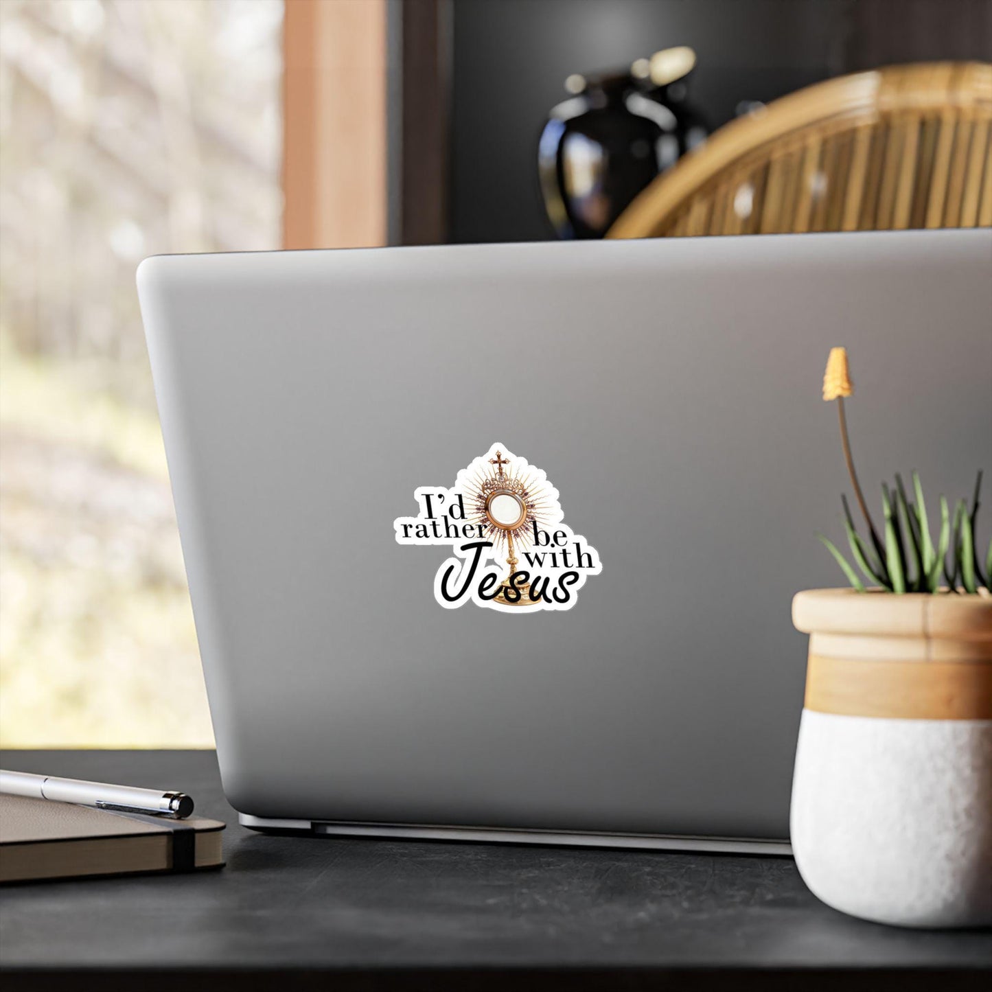 I'd rather be with Jesus window cling — additional product photo