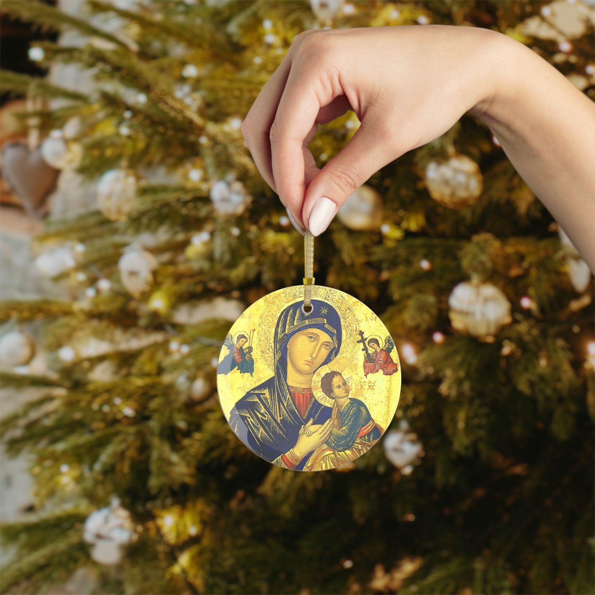 Our Lady of Perpetual Help glass ornament — additional product photo