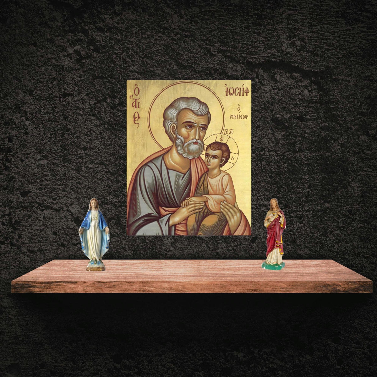 Saint Joseph and Child Jesus Canvas, Catholic Father's Day Gift