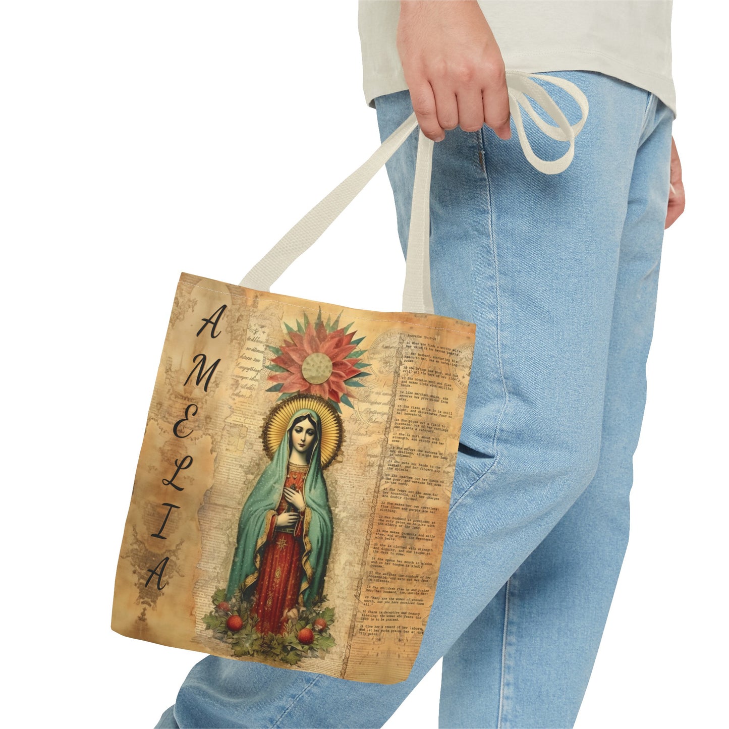 Our Lady of Guadalupe Tote Shoulder Bag, Religious gift Women, Church Bag, Queen of Heaven, mothers Day Gift, Picnic Bag