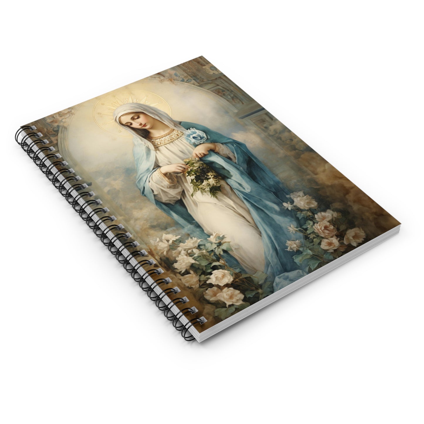 Mary Floral Art Catholic Prayer Mother's Day Journal, Catholic Notebook