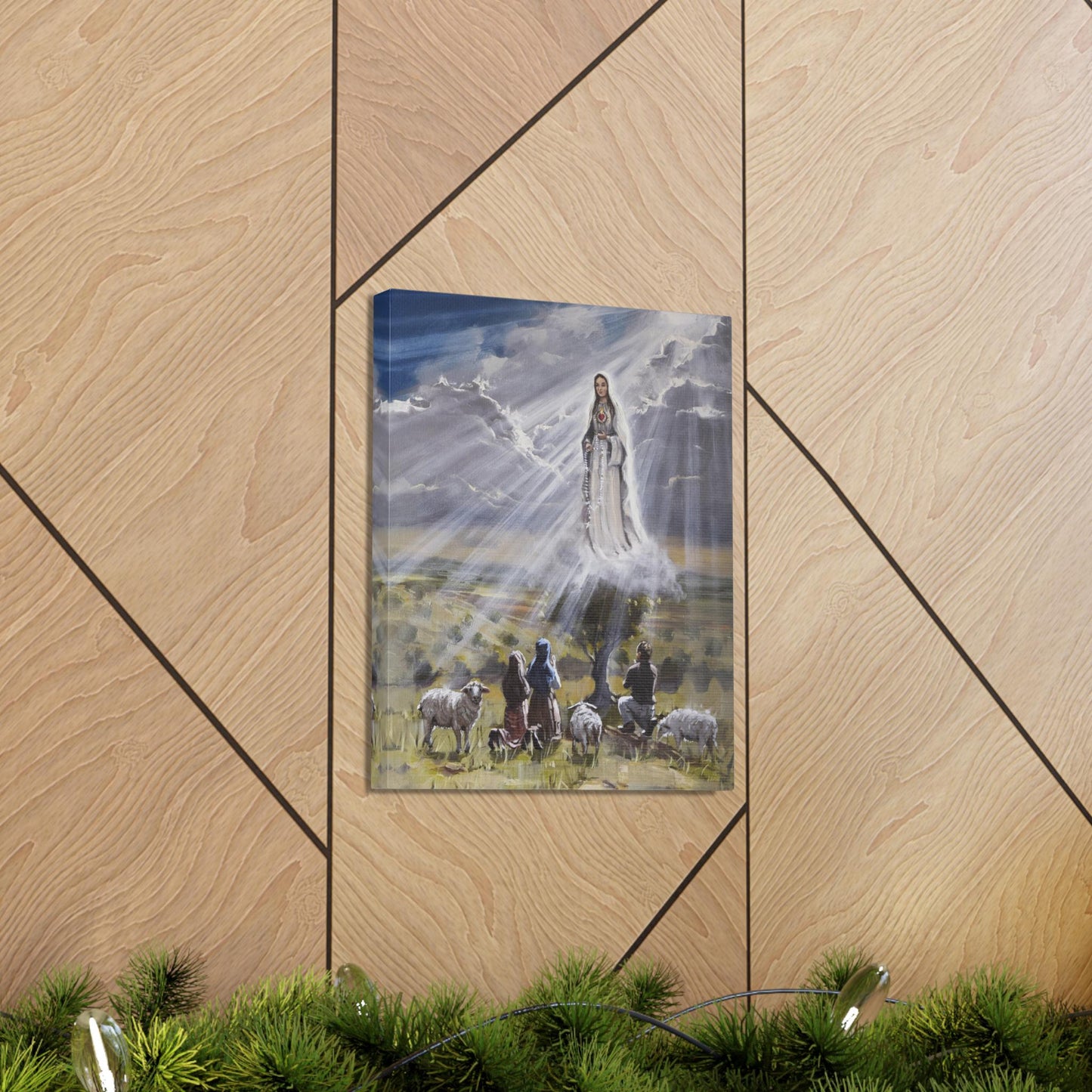 Our Lady of Fatima Canvas Print, Rosary Prayer Altar Art