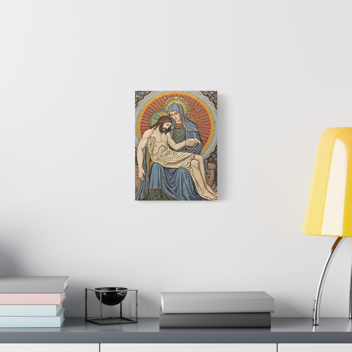 Pietà mosaic canvas print of Jesus and Mary, tile-style Catholic wall art — Catholic gift from Glory Be Gifts – view 3