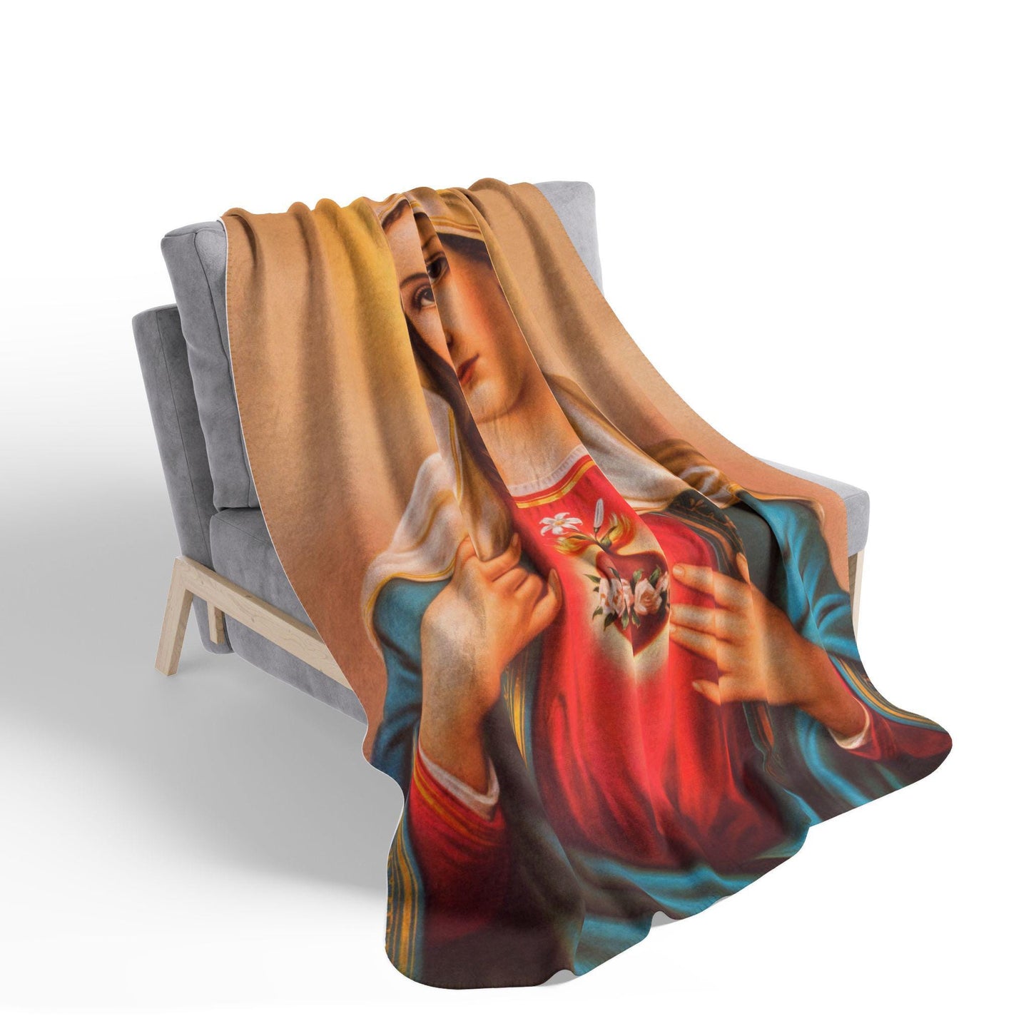 Immaculate Heart of Mary Plush Blanket, Marian Catholic Gift