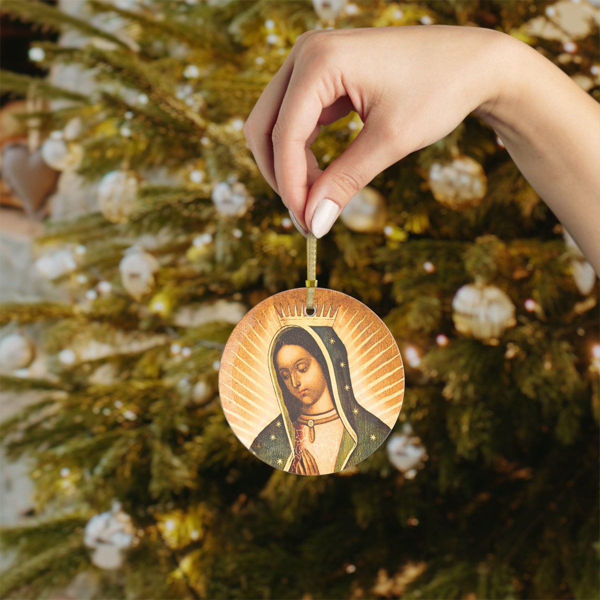Our Lady of Guadalupe Glass Ornament, Catholic Christmas Gift