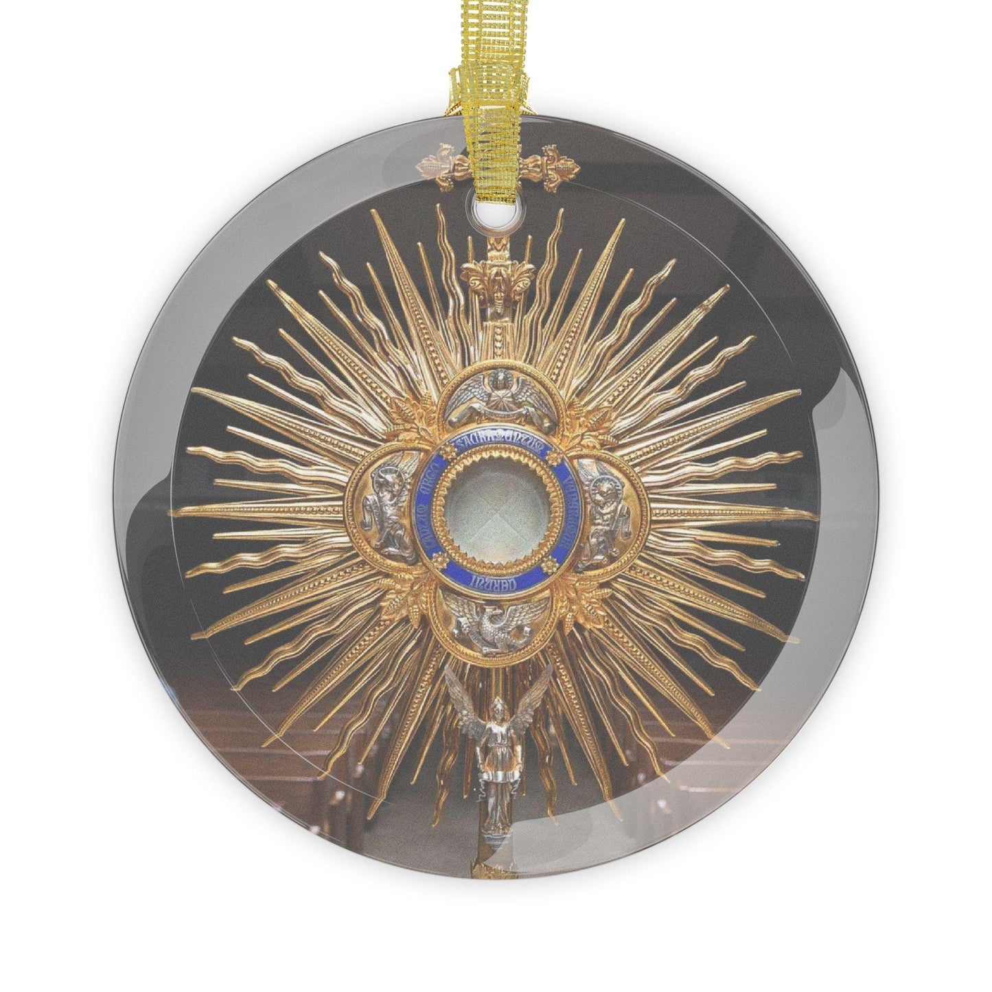 Adore Jesus Catholic Glass Christmas Ornament