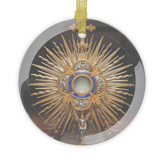 Adore Jesus Catholic Glass Christmas Ornament