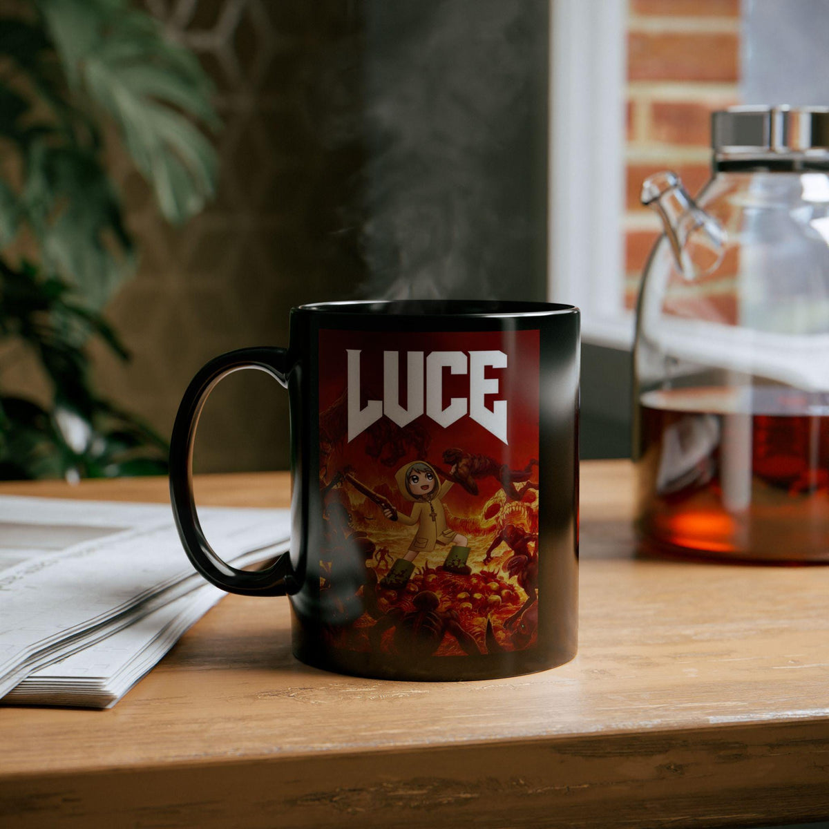 Luce DOOM Ceramic Mug, Catholic Jubilee Mascot