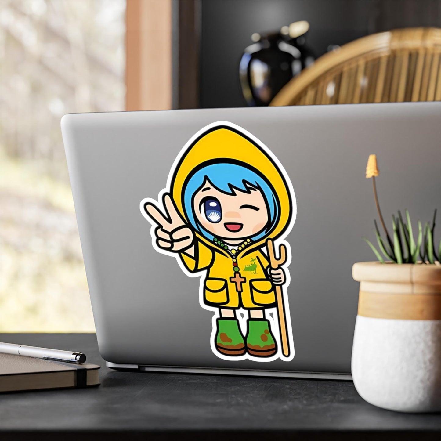 Luce winking Jubilee Year mascot sticker, waterproof vinyl decal — Catholic gift from Glory Be Gifts