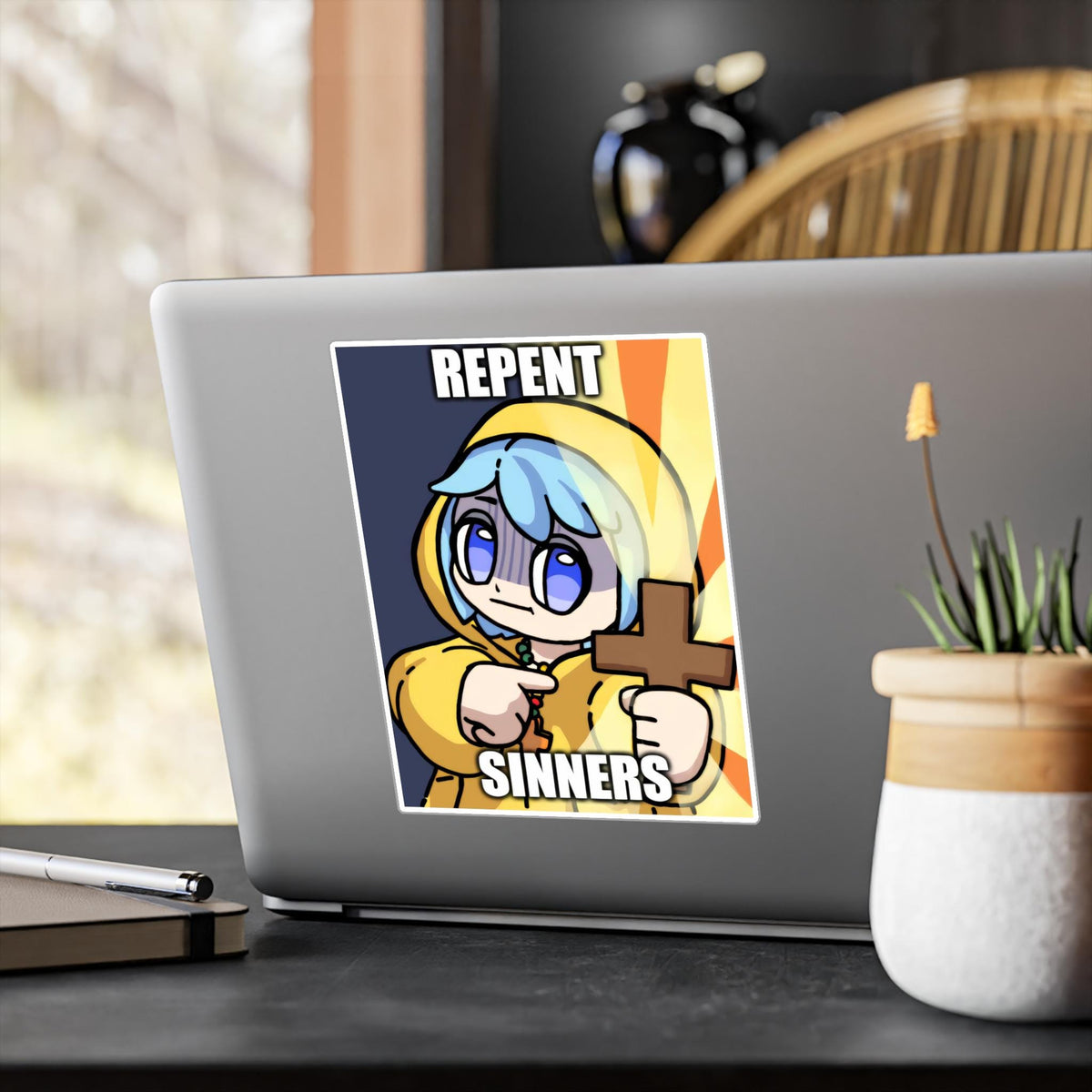 Funny Luce Doom Catholic Jubilee Year Sticker | Waterproof Religious Vinyl Decal | Luce Mascot Sticker for Car, Laptop, Water Bottle