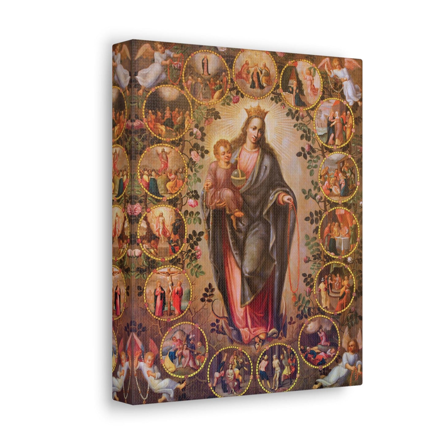 Mysteries of the Rosary Canvas, Catholic Wall Art Gift