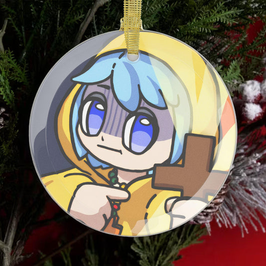 Based Luce Catholic Jubilee Mascot Christmas Glass Ornament, Religious Gift for Catholic, Funny Anime home tree decor
