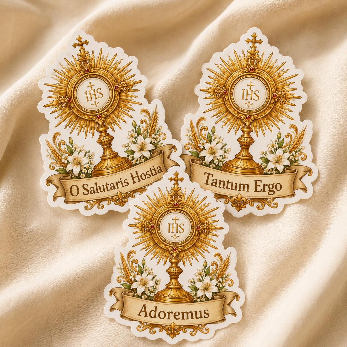 Eucharistic Adoration Sticker Set, Catholic Die Cut Vinyl