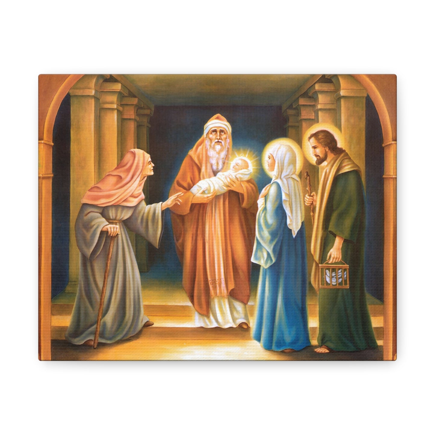 Presentation of Jesus in the Temple Canvas Print, 4th Joyful Myster of the Rosary Catholic Wall Art