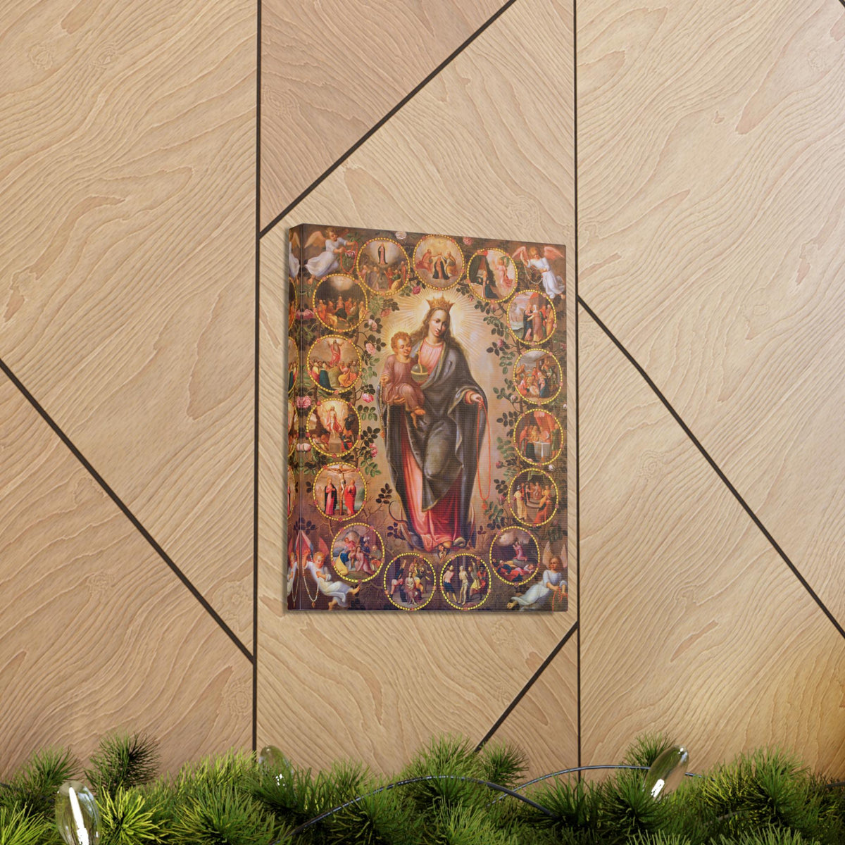 Mysteries of the Rosary Canvas, Catholic Wall Art Gift