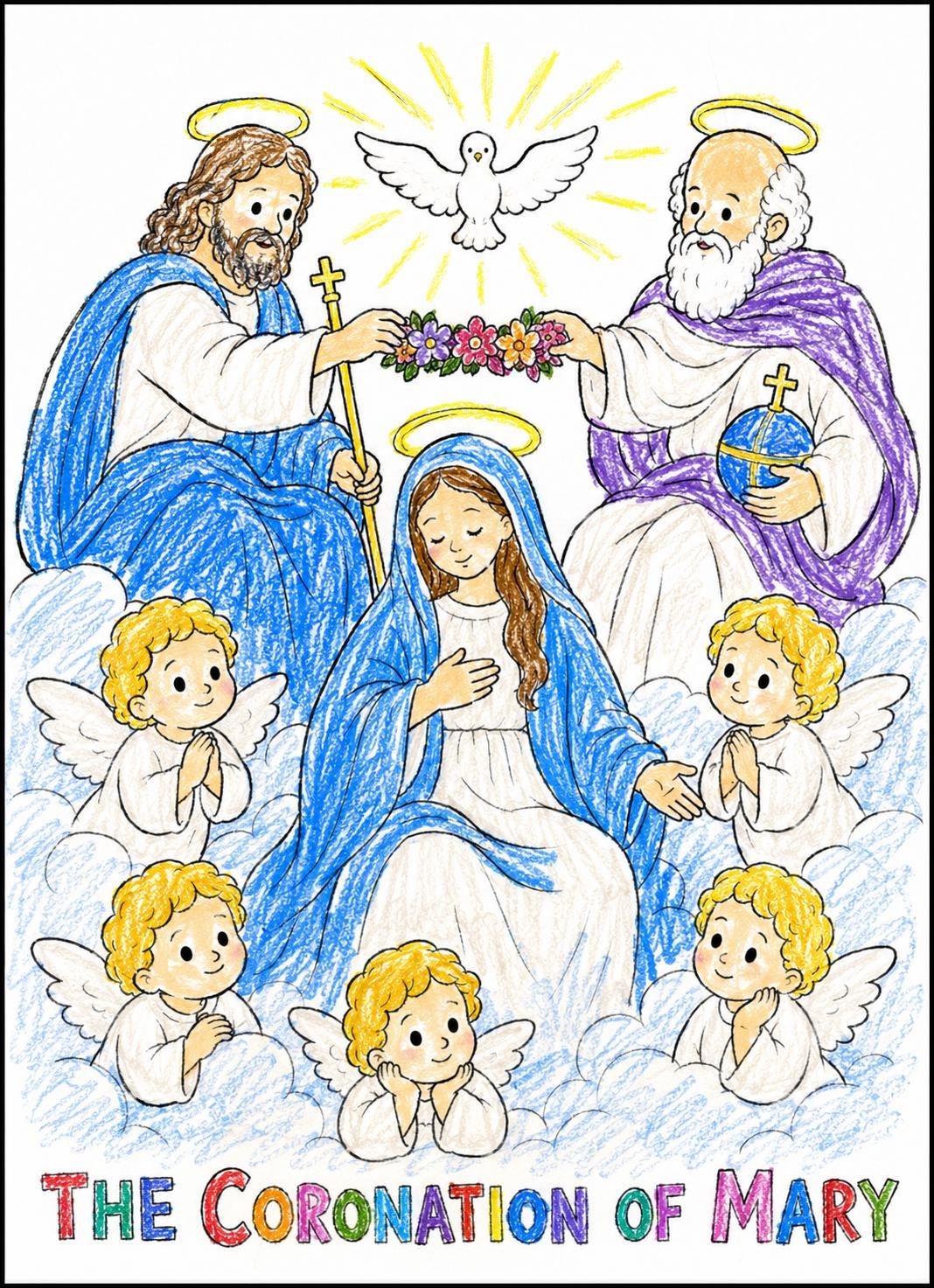 Mary Coronation Coloring Page for Kids – Catholic