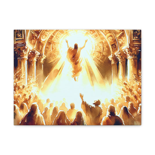 Easter Resurrection Scene, Jesus Ascension into Heaven, Christian Wall Art, Catholic wallart, Water Color Style of Jesus