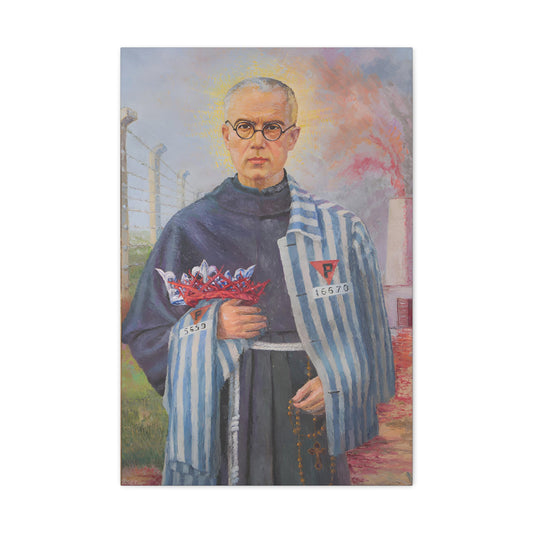 Saint Maximillian Kolbe Confirmation Gift Canvas, Catholic Wallart home decor, Martyr Wall Art gift home prayer altar, Traditional catholic