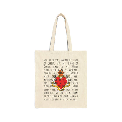 Anima Christi Catholic Tote Bag, Sacred Heart Canvas Bag