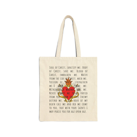 Anima Christi Catholic Tote Bag, Church Shoulder Bag, Religious Gift for Mother's Day, Soul of Christ, Sacred Heart of Jesus