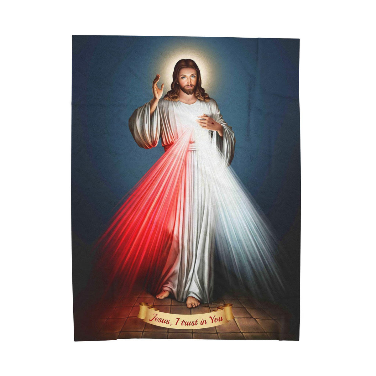 Catholic Divine Mercy Blanket, Velveteen Catholic Decor