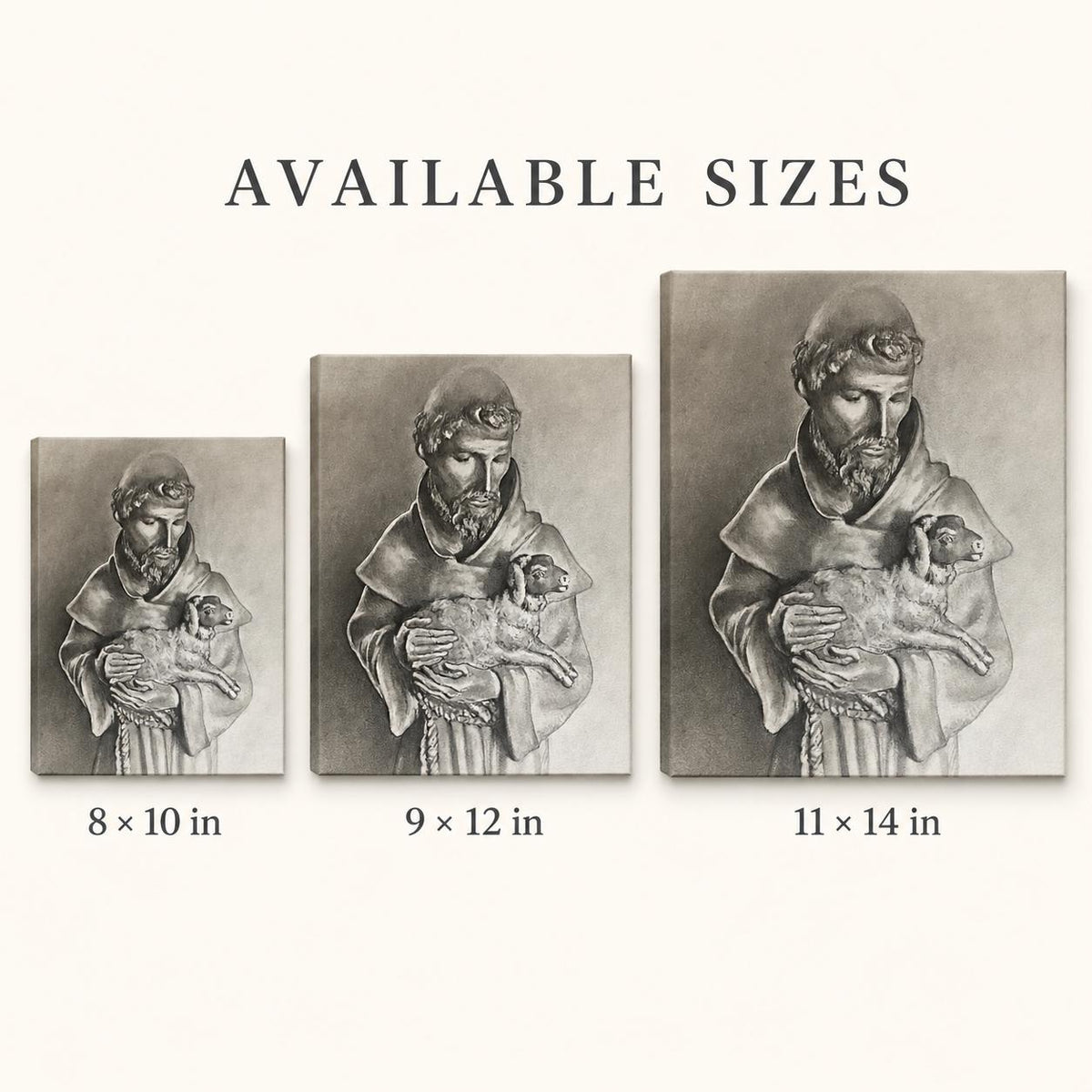 Saint Francis with Lamb canvas print — additional product photo