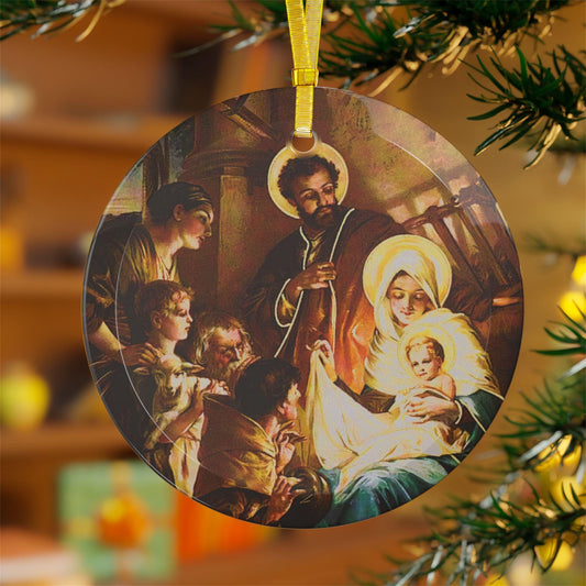 Nativity Scene Glass Ornament, Catholic Christmas Ornament Gift for mother wife grandma, Catholic tree trimming