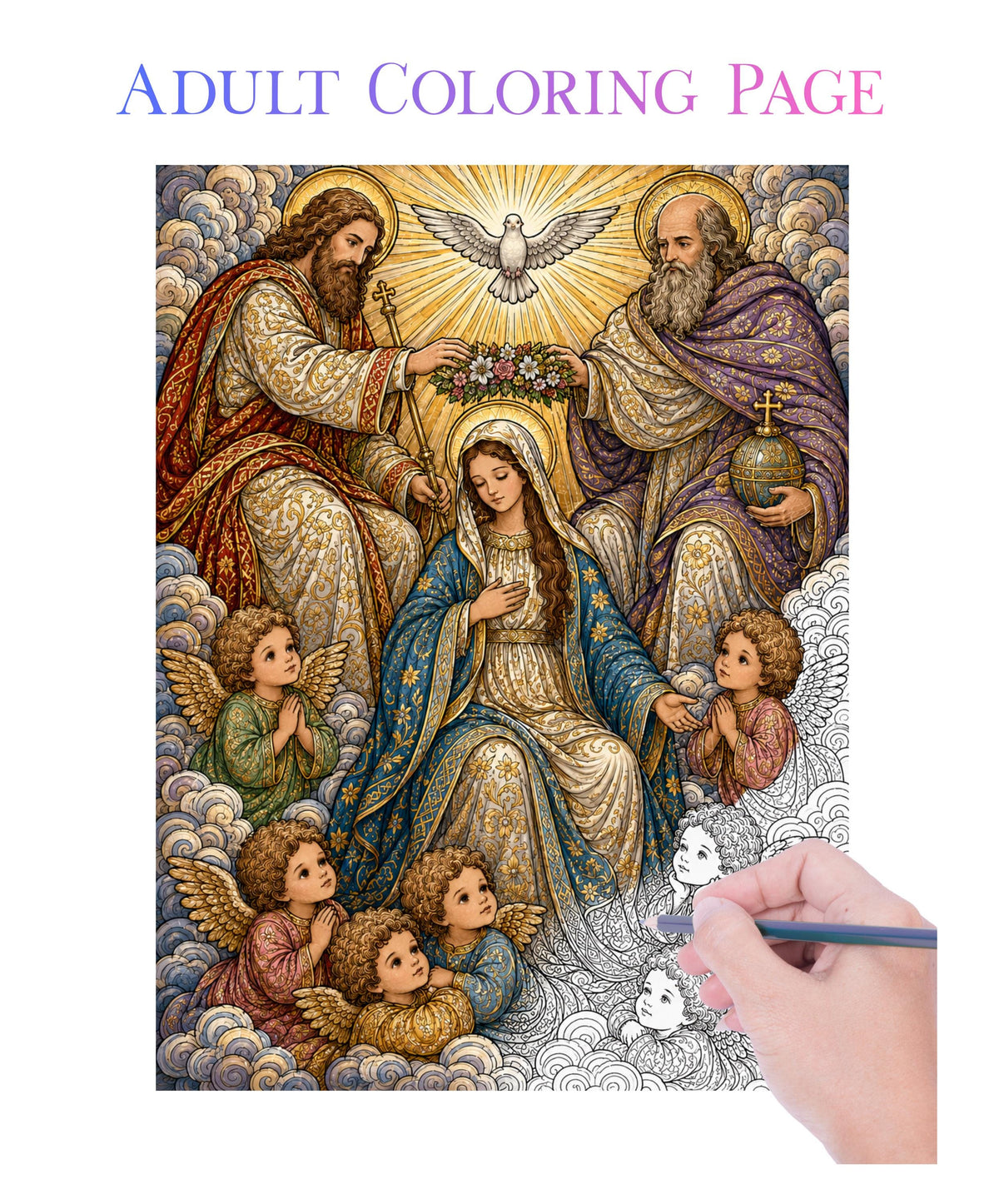 Coronation of Mary Catholic Coloring Page