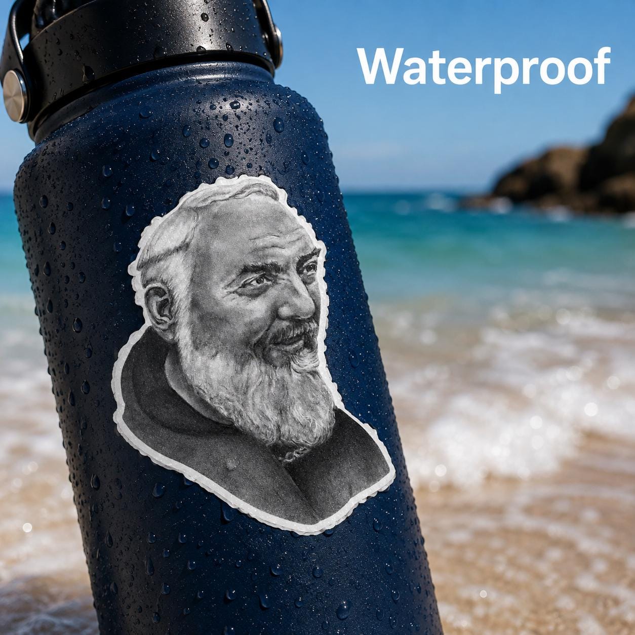 Padre Pio sticker, Catholic saint portrait sacred art decal — Catholic gift from Glory Be Gifts – view 6