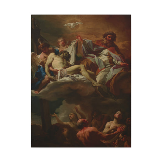Honoring the Departed All Souls Day Canvas - Giaquinto Print of the Holy Trinity and Pieta with the Holy Souls in Purgatory