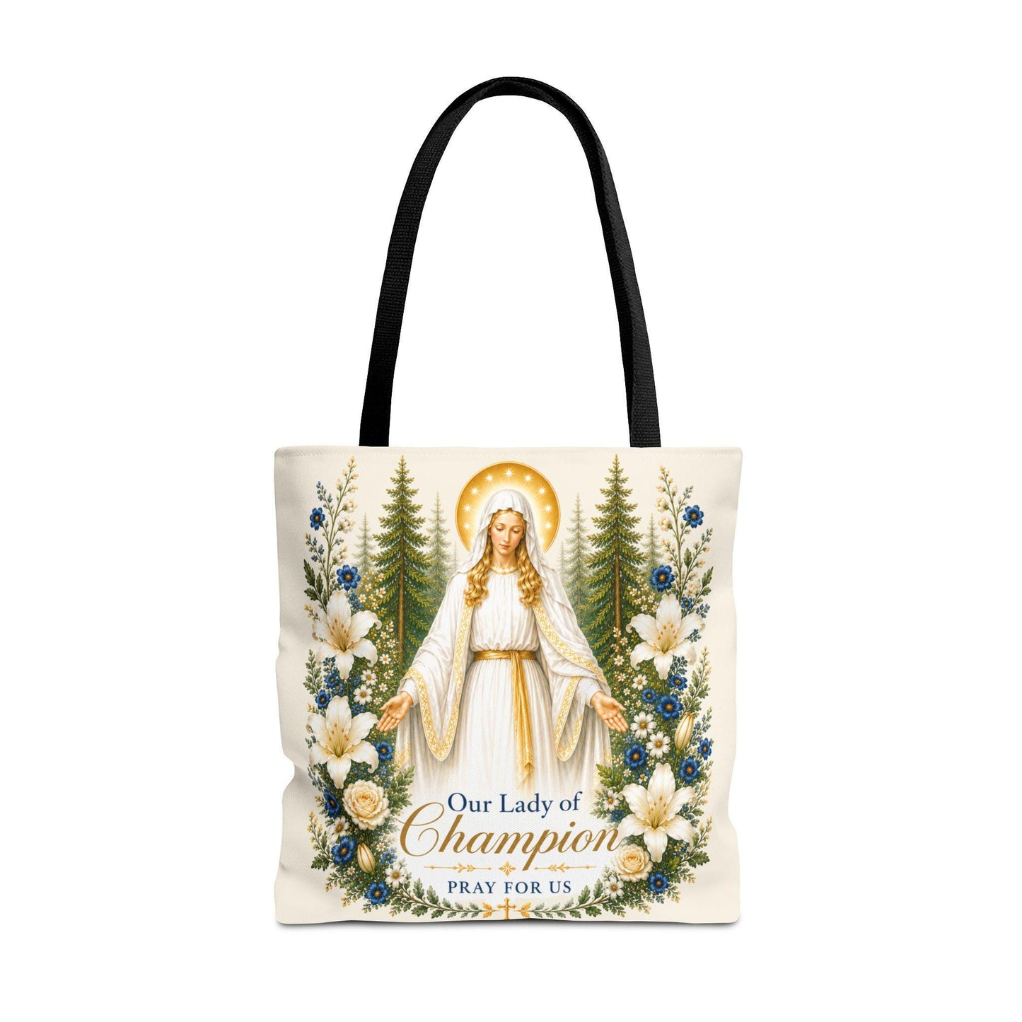Our Lady of Champion Tote Bag, Catholic Pilgrimage Gift, Marian Shrine Tote
