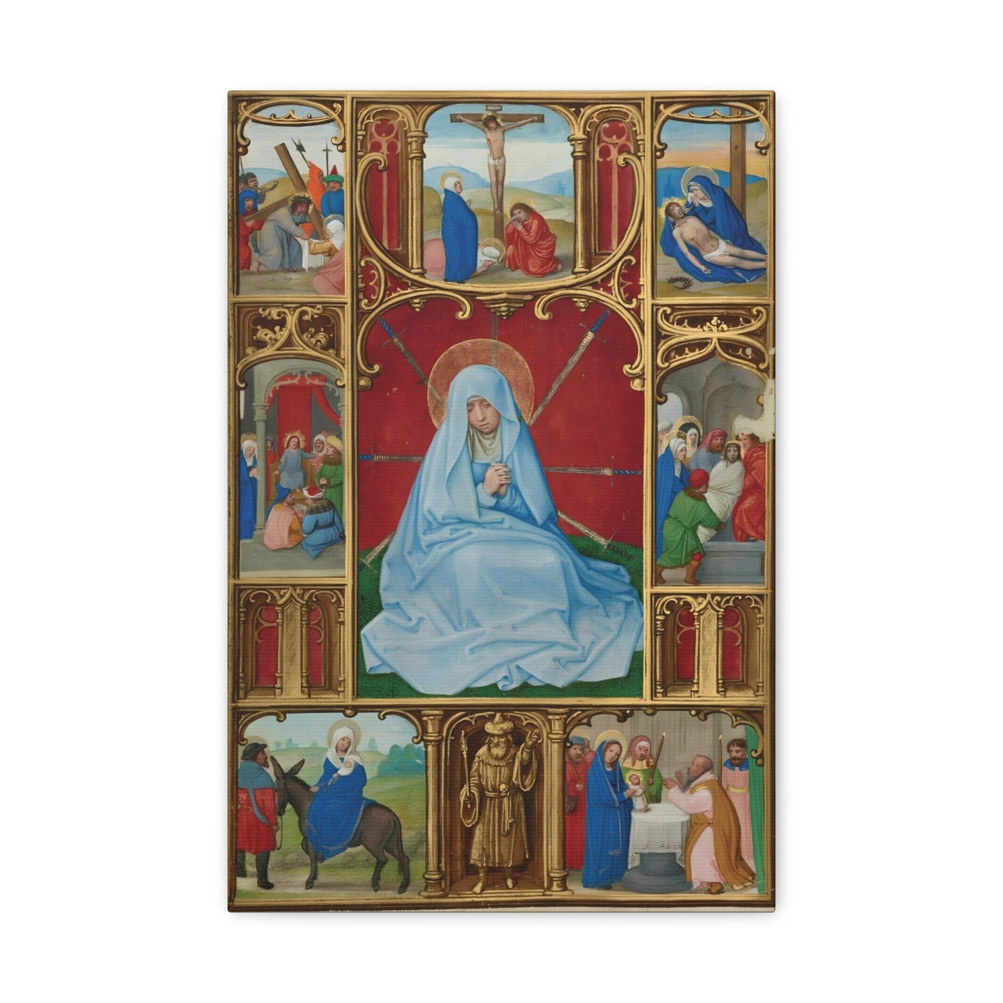 Seven Sorrows of the Virgin Mary Catholic Canvas Wall Art