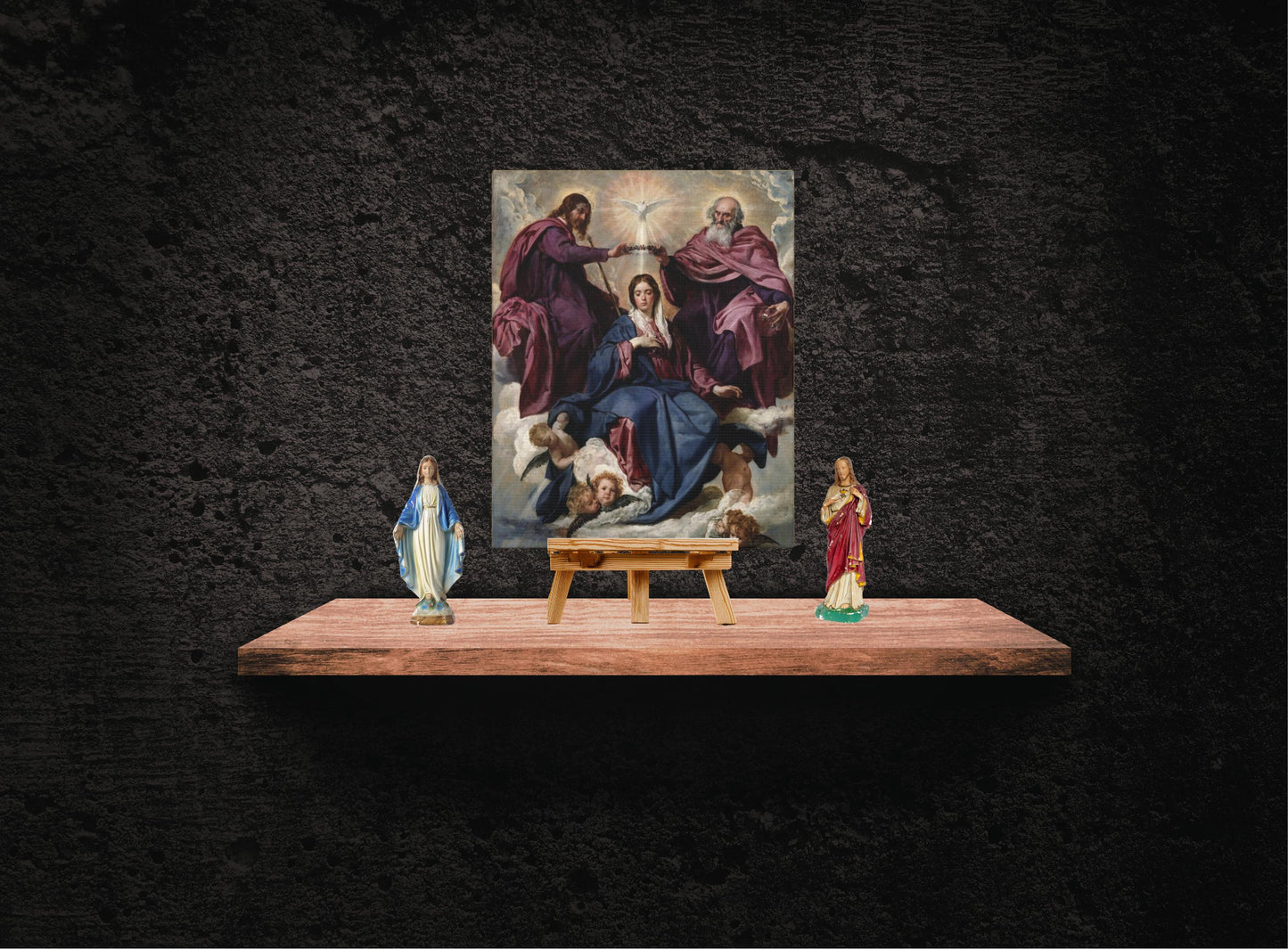 Coronation of Mary canvas print, Queen of Heaven prayer space art — Catholic gift from Glory Be Gifts