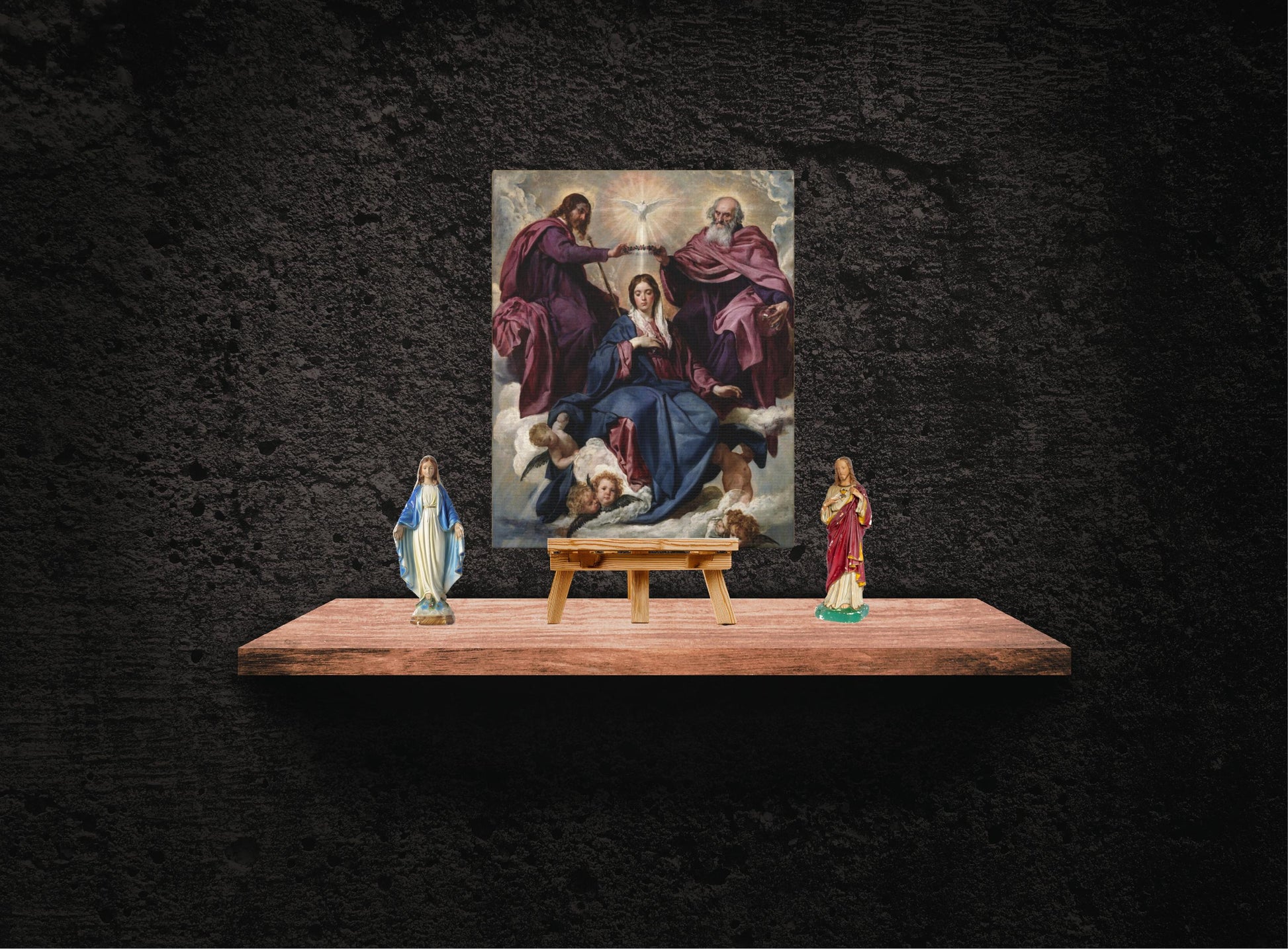 Coronation of Mary canvas print, Queen of Heaven prayer space art — Catholic gift from Glory Be Gifts