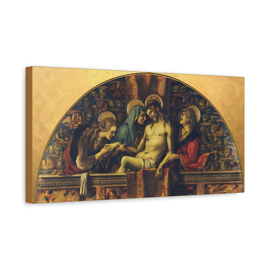 20x10 The Pieta Catholic Canvas Print by Caro Crivelli, Passion of jesus and Mary at the Crucifixion, Lenten Wallart for Prayer Altar