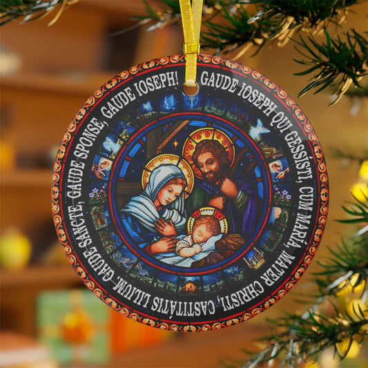 Nativity of Jesus Glass Catholic Christmas Ornament, Catholic Christmas Gift for mom grandma dad, Stained Glass Ornament