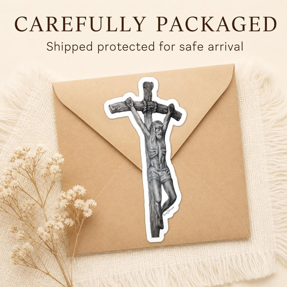 Catholic Crucifix Sticker Jesus Christ Pope JPII Ars Deo Sacred Art by Brian J Kelliher Vinyl Decal Catholic Gift Car Laptop Waterbottle