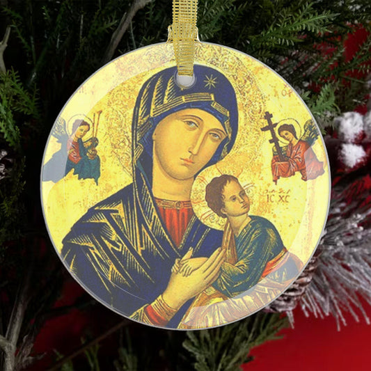 Our Lady of Perpetual Help glass ornament — Catholic gift from Glory Be Gifts