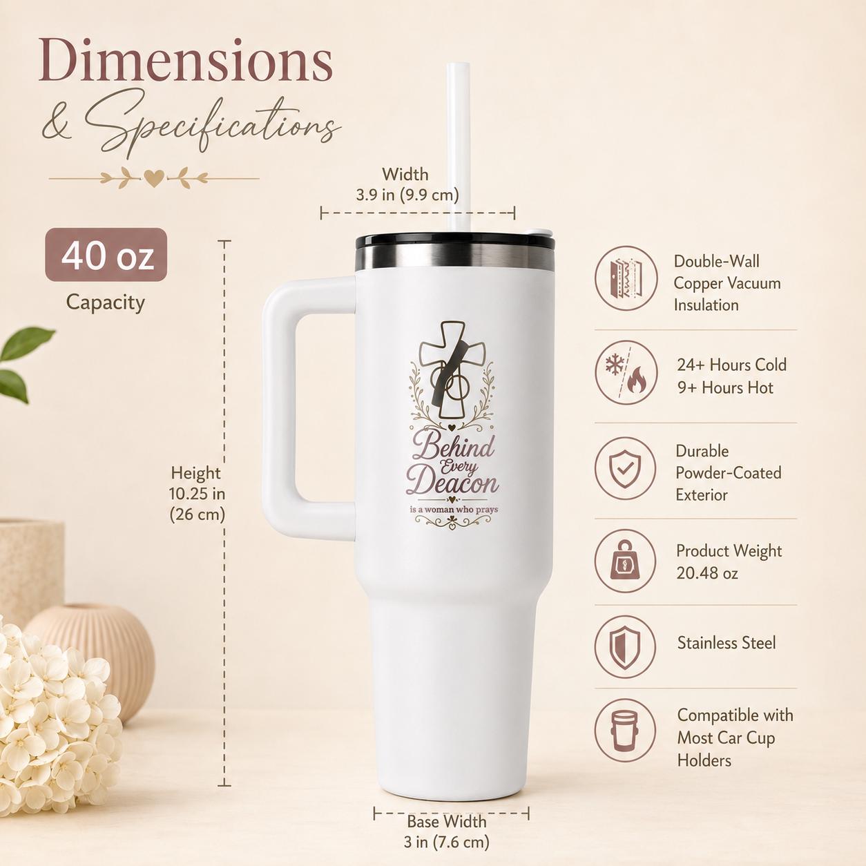 Deacon's Wife Tumbler 40oz | Catholic Ordination Gift